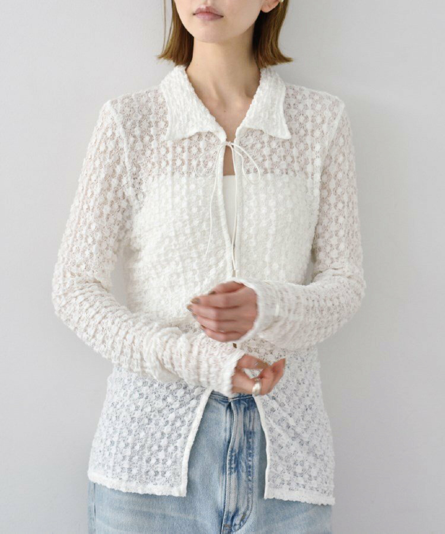 CODE A|shrink lace blouse